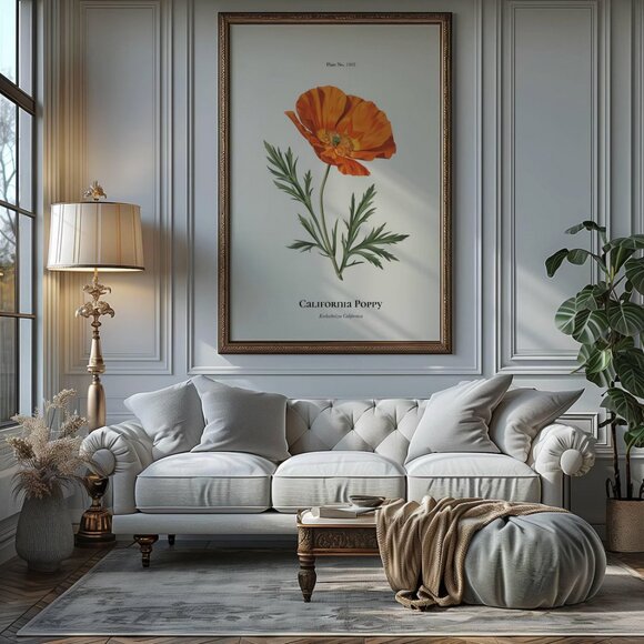 Original California Poppy Art Print + Digital Copy, State Flower - Picture 4 of 7